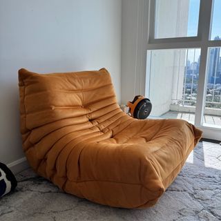 Togo sofa chair orange alcantara suede