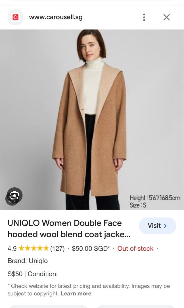 Uniqlo women double clearance face hooded coat