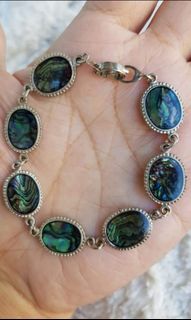 Vintage beautiful Abalone shell stainless steel bracelet