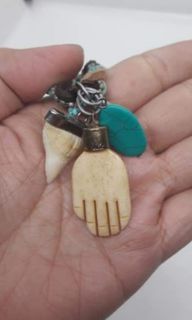 Vintage bone ivory & shark tooth pendant