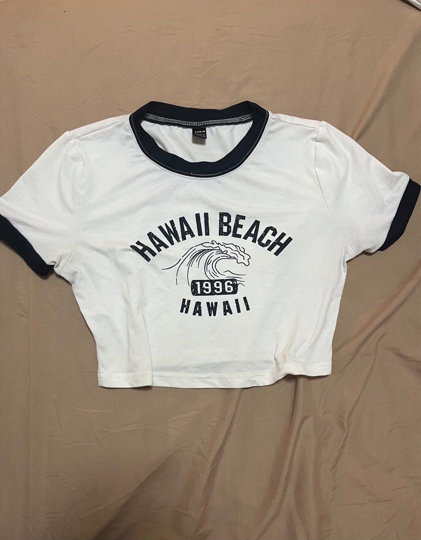 y2k shein white crop top tee!, Women's Fashion, Tops, Shirts on