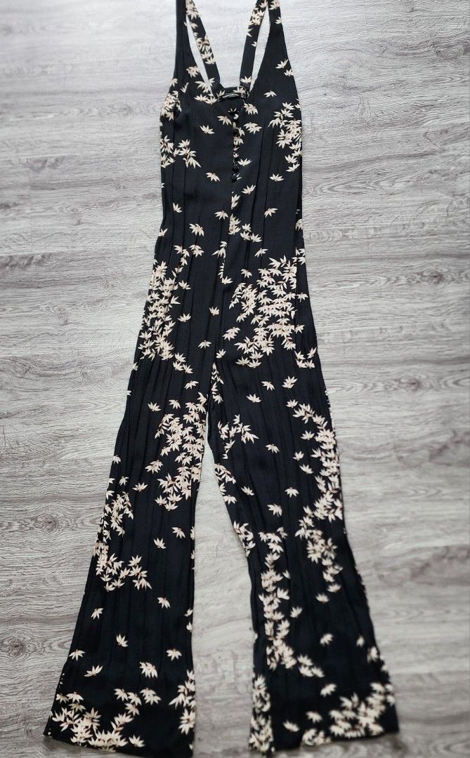 Zara black floral jumpsuit cheap