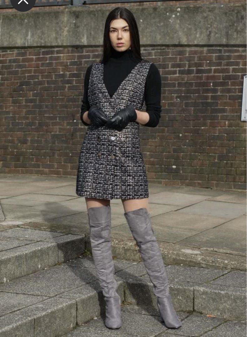 Zara Faux Suede Pinafore Dress