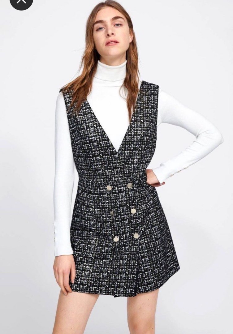 Zara Faux Suede Pinafore Dress Women s Fashion Dresses Sets