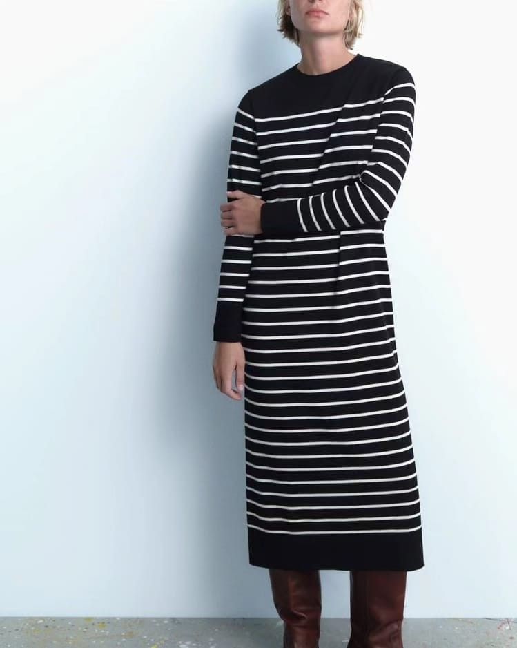 ZARA Long Knitted Dress, Fesyen Wanita, Pakaian Wanita, Gaun & Rok di  Carousell