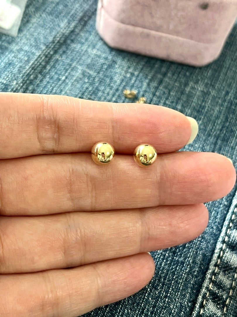 Gold ball earrings 18k hot sale