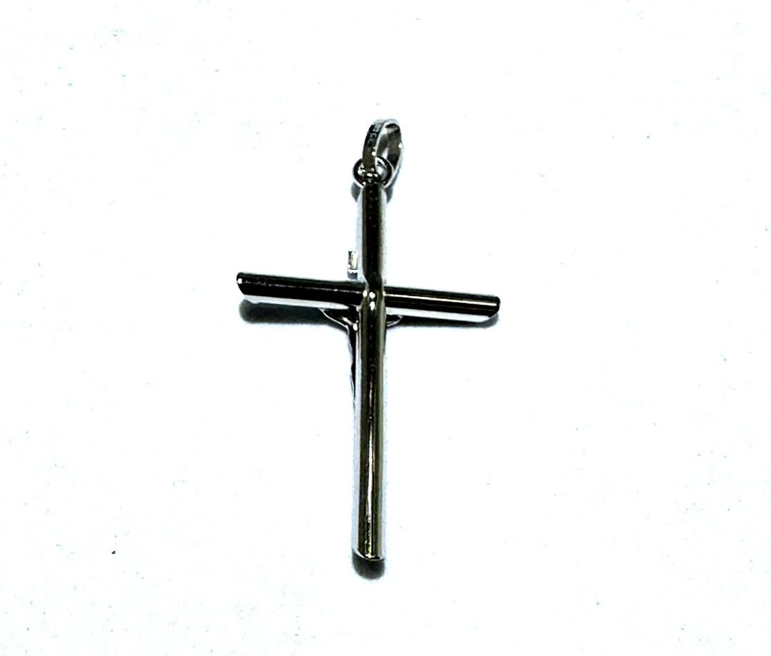 White gold sales cross charm