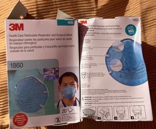 3M 1860 N95 Health Care Particulate Respirator and Surgical Mask  sold per box