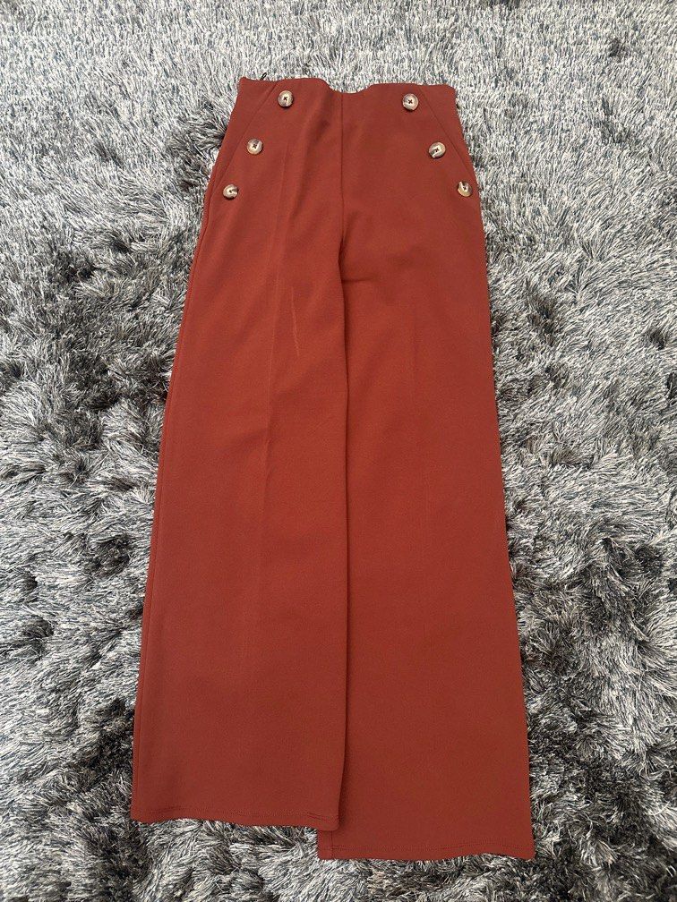 💘 Miss Selfridge Chocolate Button Detail Wide Leg Trousers, Women's Fashion,  Bottoms, Other Bottoms on Carousell