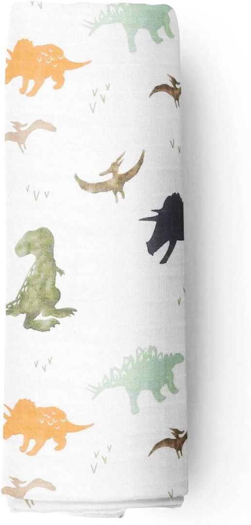 Aenne Baby Muslin Swaddle Blanket Dinosaur Dino Print Baby Shower