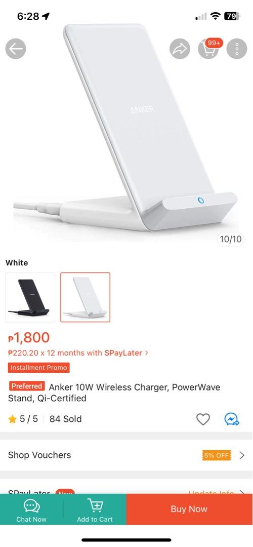 Anker 10W Wireless Charger Powerwave Stand (Category: Chargers & Cables) located in Quezon City. Submitted by jesscagungun (Listing ID 1283741623, Image 2). Description: Like new Used once Original 10W High Speed Charging for Samsung Galaxy models 5W and 10% faster than other wireless chargers for iPhone ***No adaptor. Cord and Stand only***.