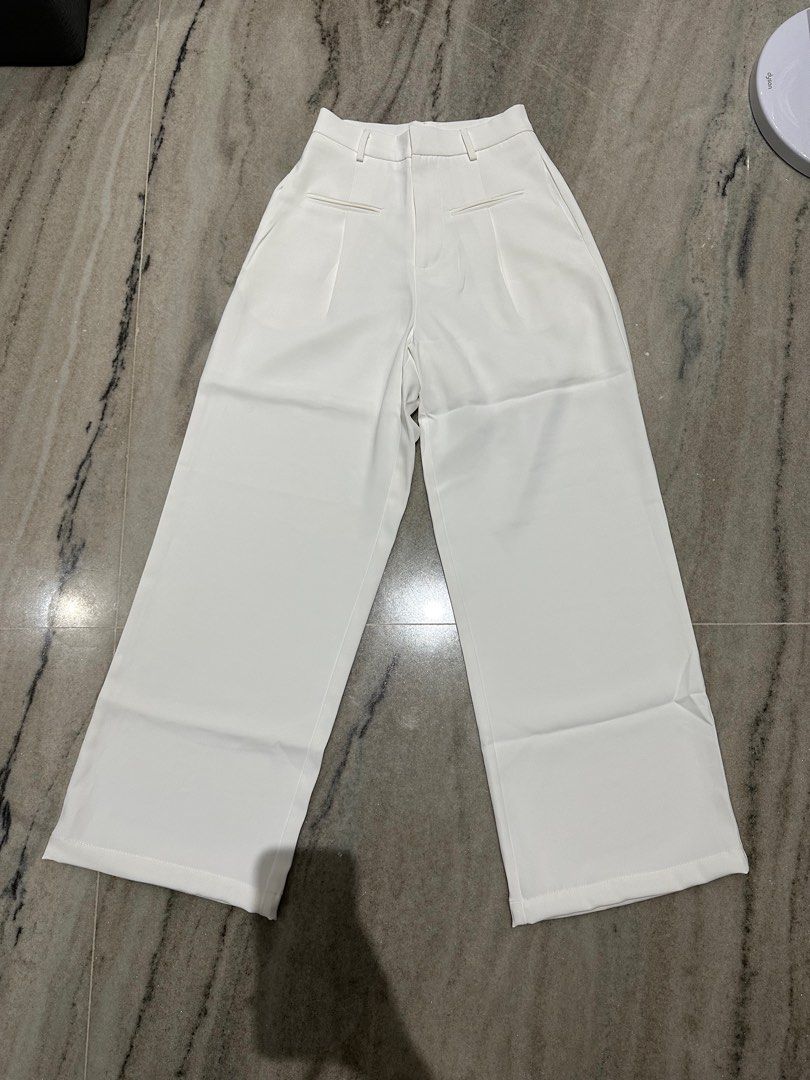 Aries Studio High Waisted White Colour Pants, Women's Fashion, Bottoms,  Other Bottoms on Carousell