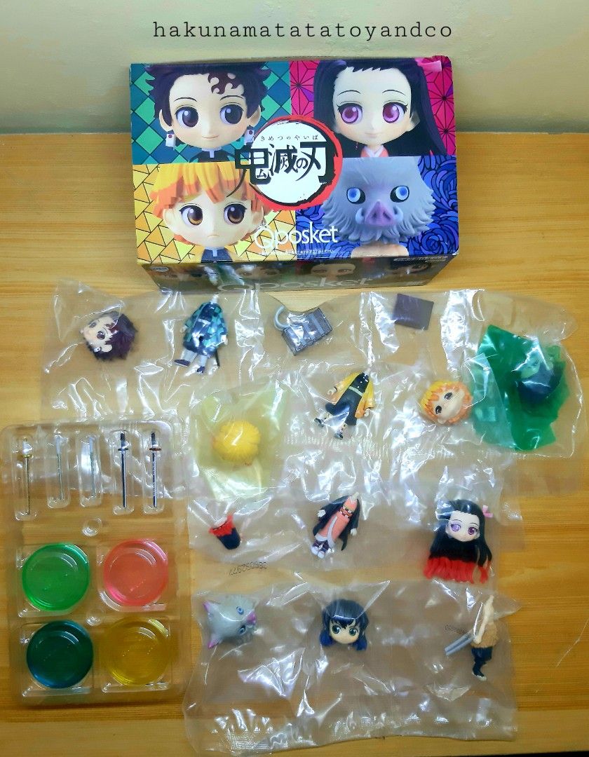 Bandai Spirits Q Posket Demon slayer Nezuko/Tanjiro/Zenitsu/Inosuke Mint in box (MIB) replaceable heads figure (Category: Figurines & Statues) located in Cavite. Submitted by hakunamatatatoyandcollectibles (Listing ID 1283846067, Image 1). Description: Bandai Spirits Q Posket Demon slayer Nezuko/Tanjiro/Zenitsu/Inosuke Mint in box (MIB) replaceable heads figure Japan imported item What you see is what you get (WYSIWYG) As is Authentic item Good c