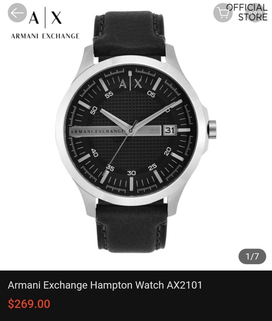 BNIB UP270 Armani Exchange Hampton AX 2101 men s black leather watch CNY gift item