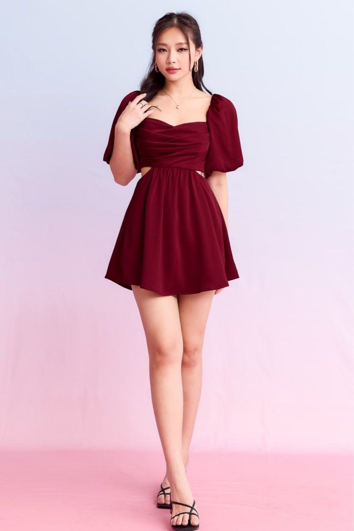Casserine Romper Dress Maroon The Style Soiree Women s Fashion Dresses Sets Rompers on Carousell