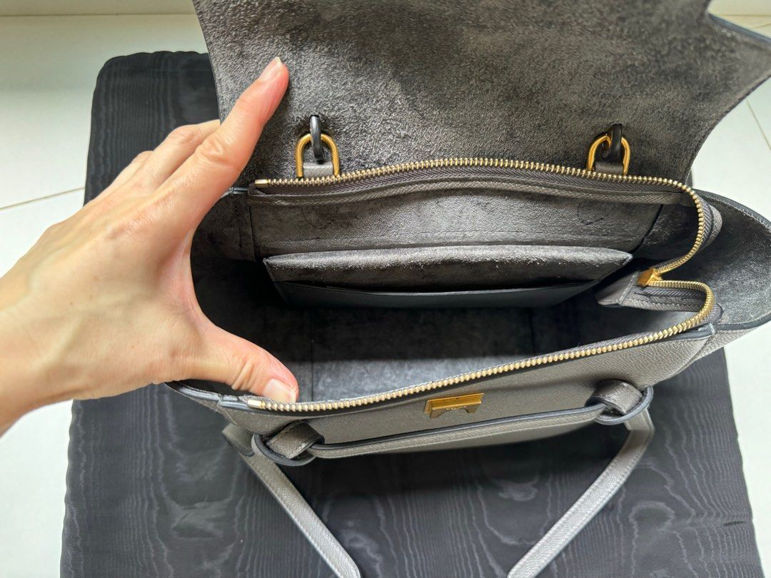 Celine Micro Belt Bag in Grained Calfskin Grey