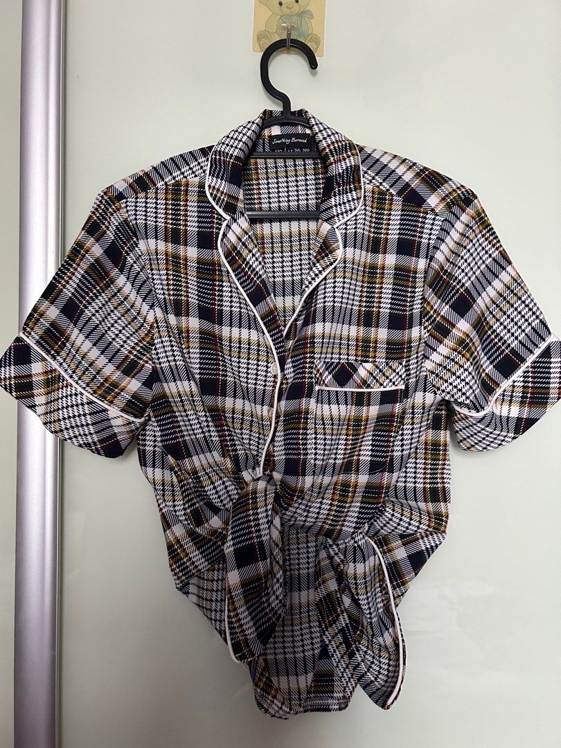 Checkered button up collar shirt