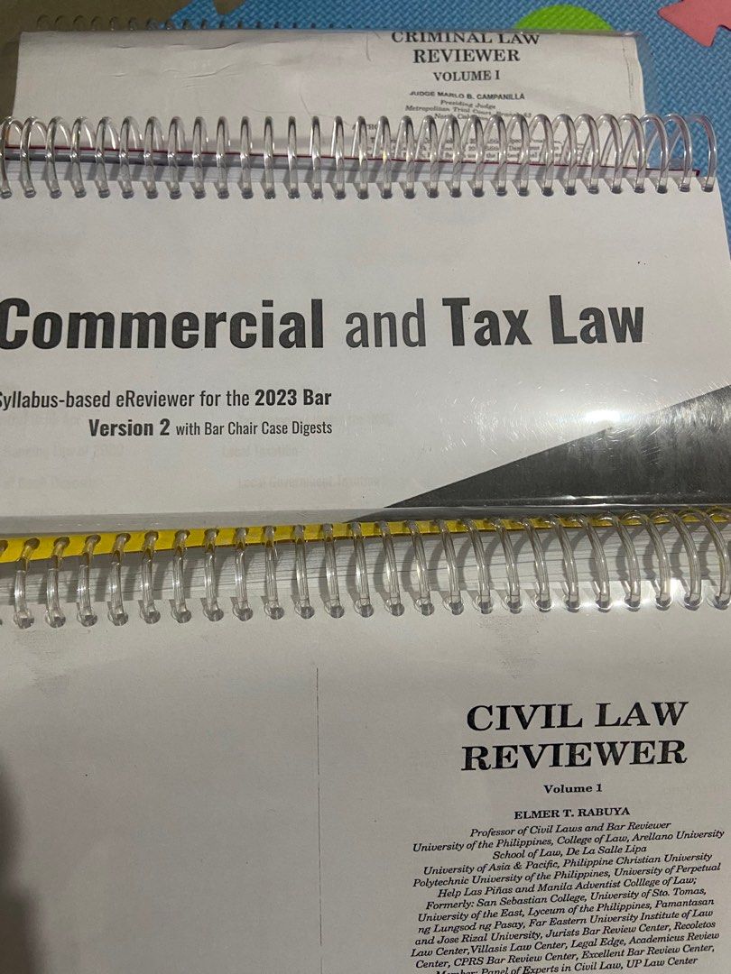 Civil law criminal law e codal (Category: Textbooks) located in San Fernando. Submitted by ThrifinityandBeyond (Listing ID 1283734393, Image 1). Description: For sale: 400 each (coil bind) •Criminal law reviewer by Campanilla 2022 With highlights •2023 Ecodal comm and tax- no highlights •2021 tax ingles •Poli reviewer by nachura •2017 Civil law reviewer vol 2 by rabuya •2021 civil law reviewer vol 1 by Rabuya Rfs: decluttering sf c/o buyer .