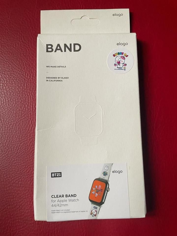 Elago BT21 clear Band (RJ) (Category: Wearables & Smart Watches) located in Manila. Submitted by steffie22 (Listing ID 1283724537, Image 1). Description: Used once but still in very good condition. Just message me for the picture This is 42/45/49/mm size. Can still negotiate for the price 😊 ✅SDD/Meet up.