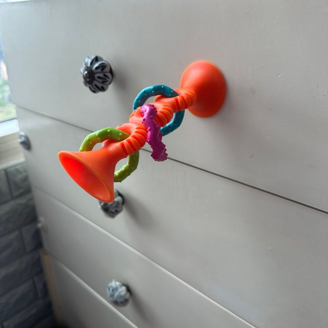 Fat Brain Toy Co Rattle/ Teether with Suction (Category: Infant Playtime) located in Pasig City. Submitted by letsygread9 (Listing ID 1283657429, Image 3). Description: Payment must be made before pick up is booked. No COD Payment is only through BPI, BDO or GCash .