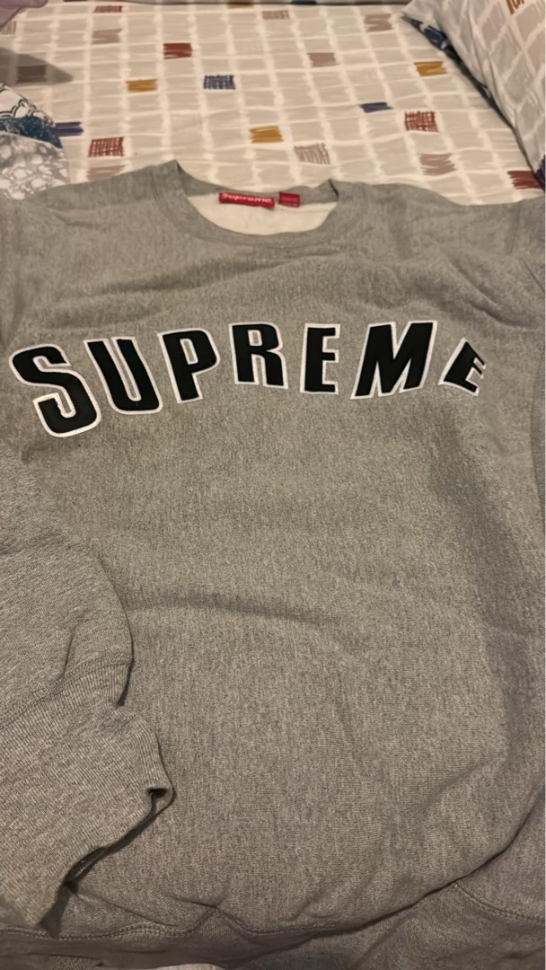 Supreme Arc Logo Crewneck Heather Grey