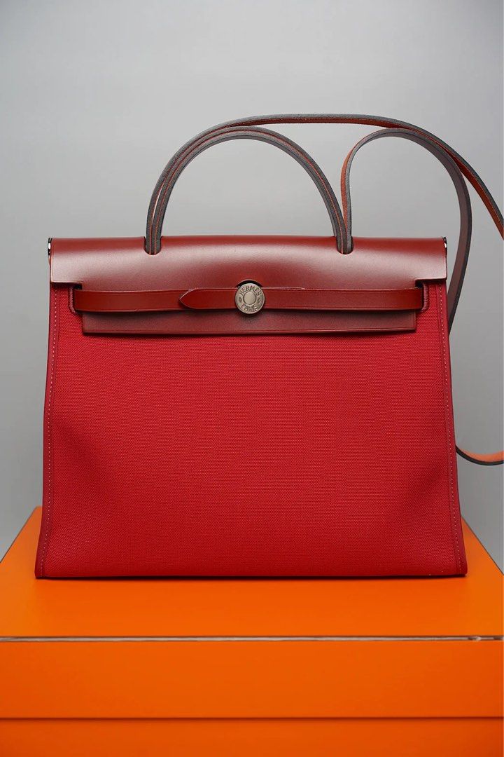 Hermes Herbag 31 in Rouge Grenat Rouge H Phw Luxury Bags
