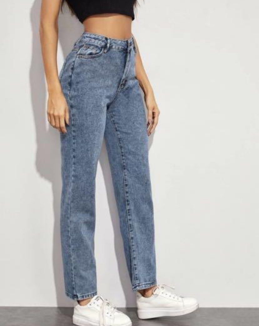 high rise denim mom jeans (Category: Jeans) located in Marikina City. Submitted by xoxooes (Listing ID 1283839144, Image 2). Description: - tried it on lang - fits 26”-28” waist - color a little darker irl ♡ payment through gcash or bank transfer courier is strictly grab & gogoexpress or you book it with your preferred courier!.