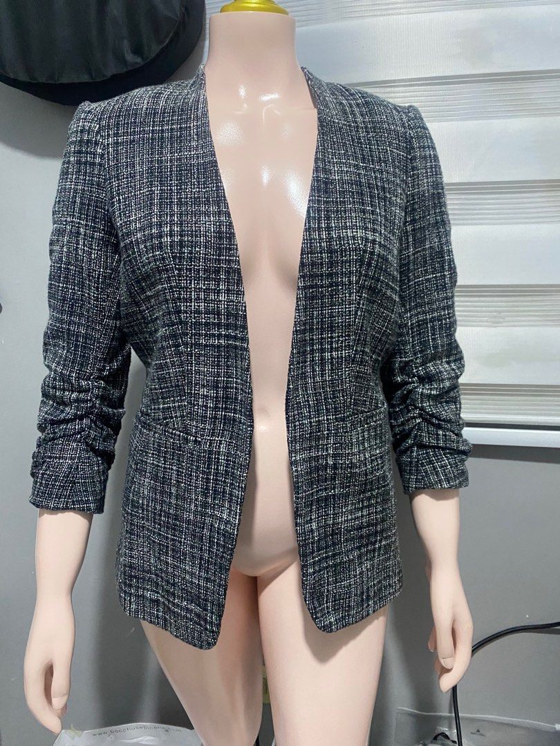 H&m ruched sleeve blazer shop