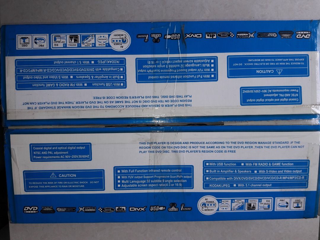 HPE HP-308 DVD player + karaoke + games (Category: Portable Music Players) located in Quezon City. Submitted by low-ballers_will_be_blocked (Listing ID 1283684513, Image 3). Description: complete set. MPEG 4, game function, DTS digital output, DIVX, USB, radio, karaoke, AI power memory, active surround, super woofer capable, digital display, equalizer DSP select, PBC, OSD.