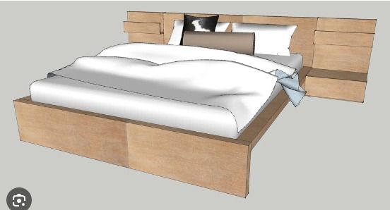 Ikea bed frame with side deals tables