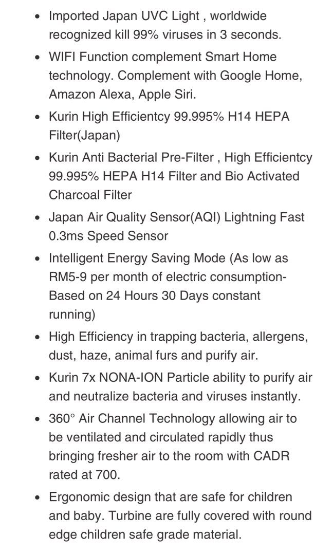 KURIN JAPAN AIR PURIFIER V3 PRO, TV & Home Appliances, Air Purifiers
