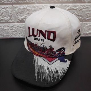 Vintage Corduroy Lund Boats Fishing Snapback Trucker Hat Advertising Cap USA