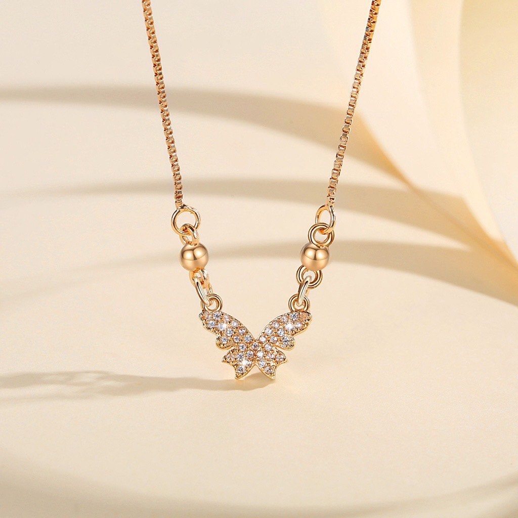 Gold plated cheap butterfly necklace