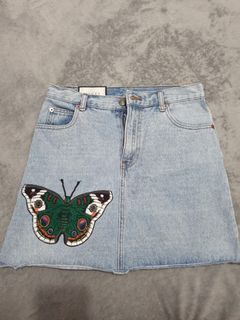 Original Gucci Butterfly Denim Skirt