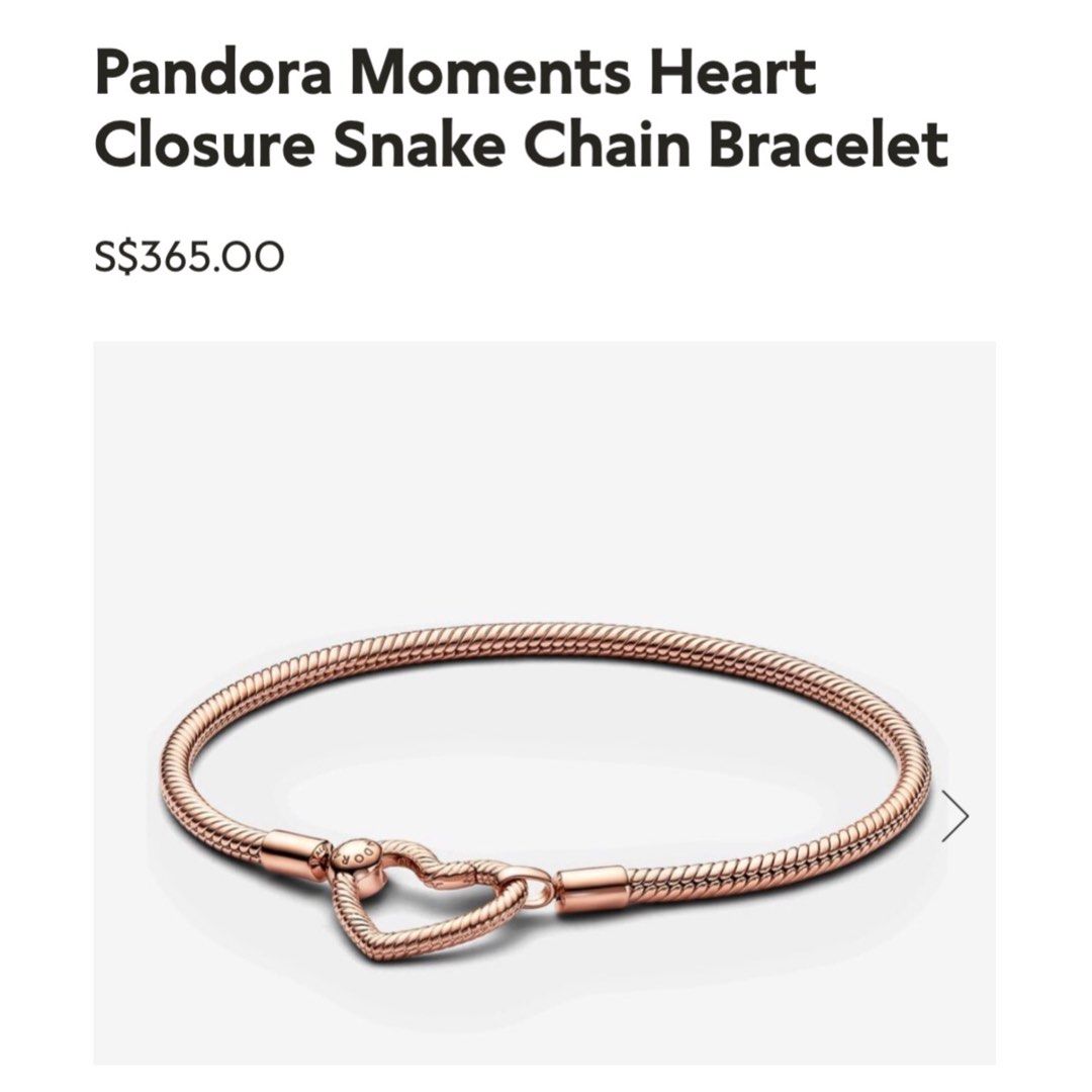 Pandora Moments Heart Closure Snake Chain Bracelet collection 