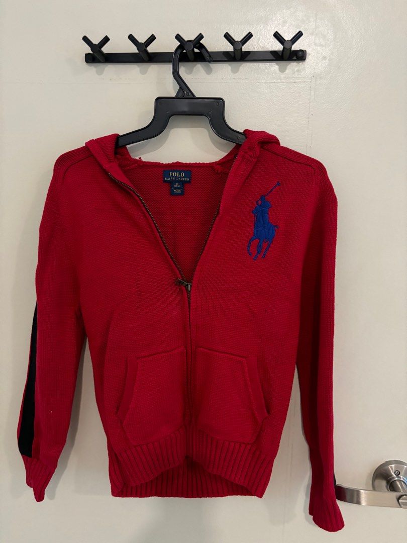 Red and top blue polo sweater
