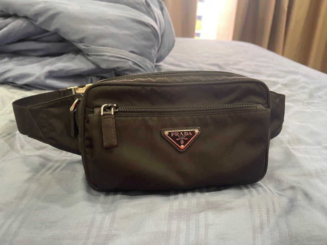 Prada logo plaque belt bag Men s Fashion Bags Belt bags
