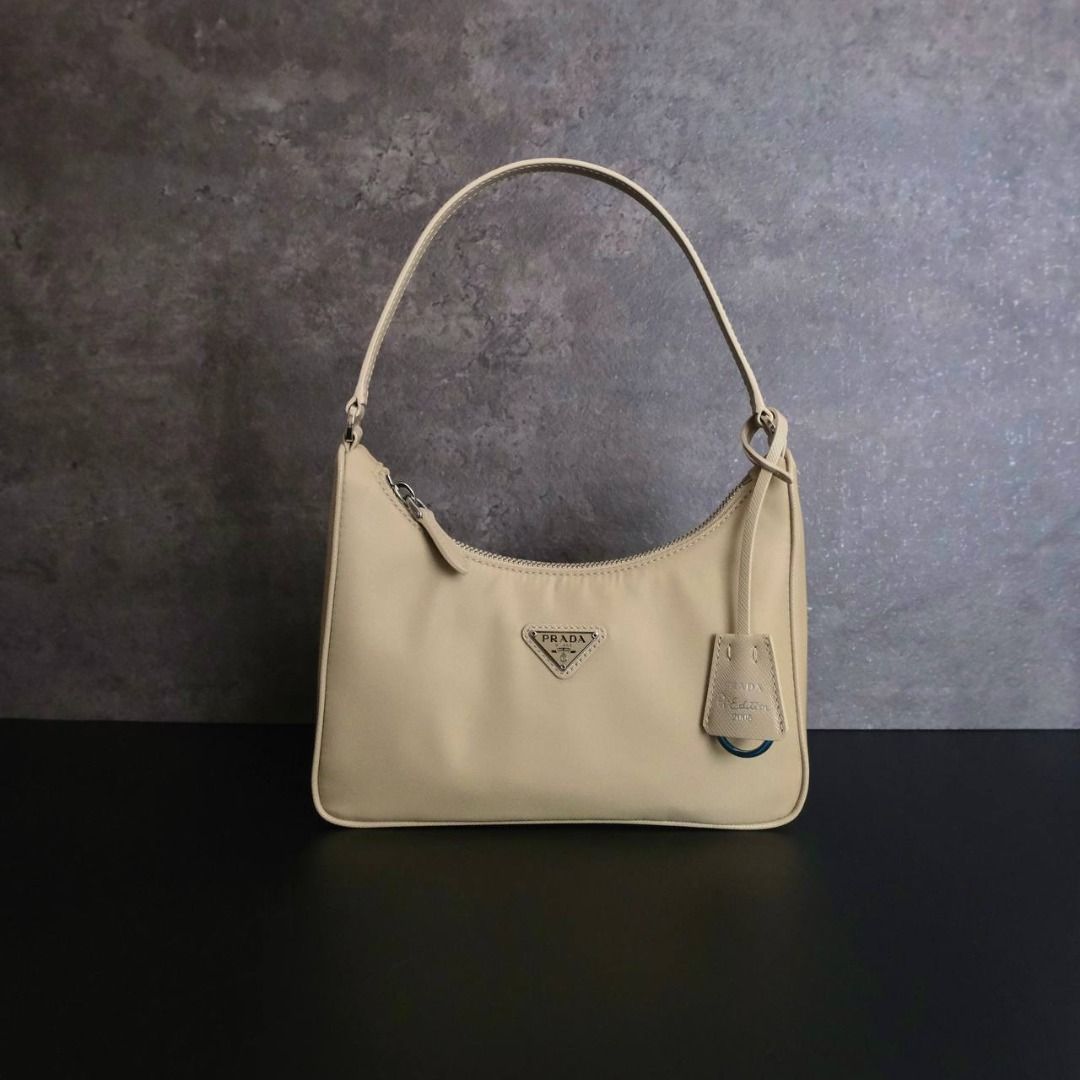 PRADA Nylon Tote Bag Re Edition 2005 in Beige Deserto SHW Color