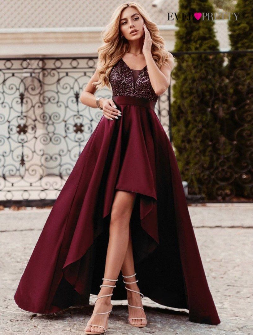 Red prom dress high low store