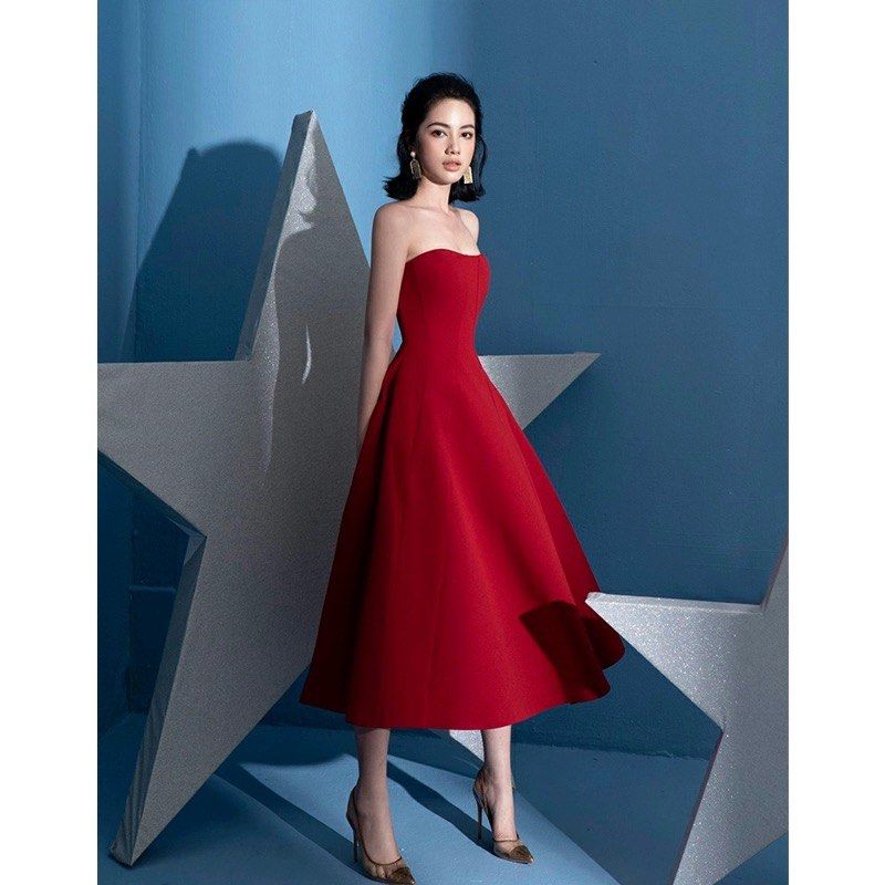 Red strapless clearance cocktail dress