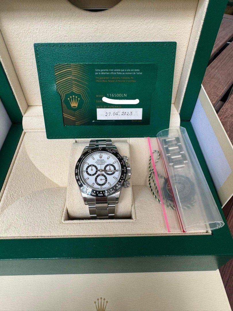 Rolex Daytona Panda (Category: Luxury Watches) located in Manila. Submitted by donijosemiguel (Listing ID 1283705976, Image 2). Description: Rolex Daytona Panda 2023 model 116500LN Complete set Slightly negotiable.