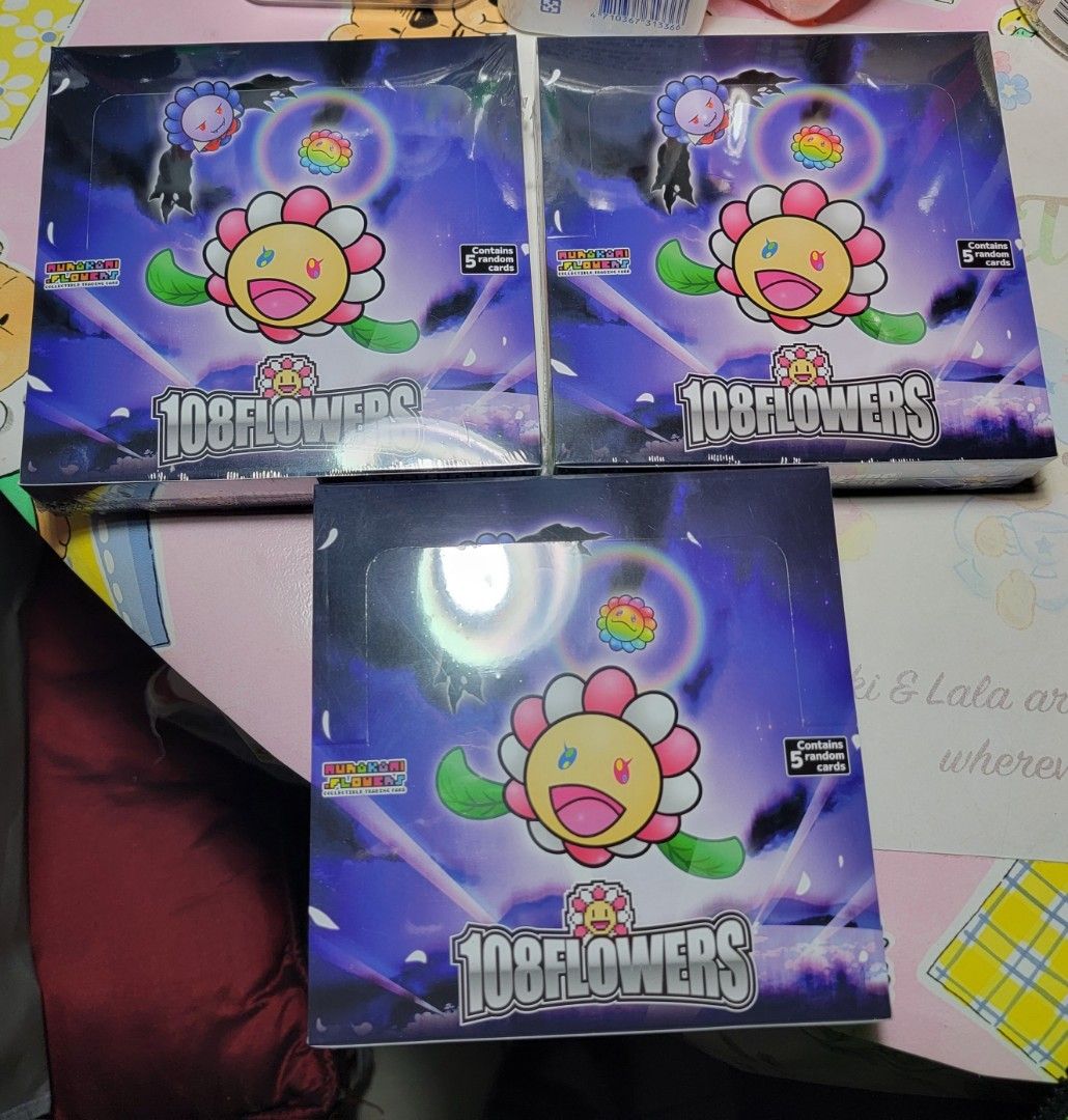 剩2盒 全新takashi murakami 108 flowers trading card boxes new English version  村上隆花快閃即決價, HKD6,000.00, 多要或全要可少議, 全新未開封，只可以面交任check, 今明後日交收可以HKD6,000.00 