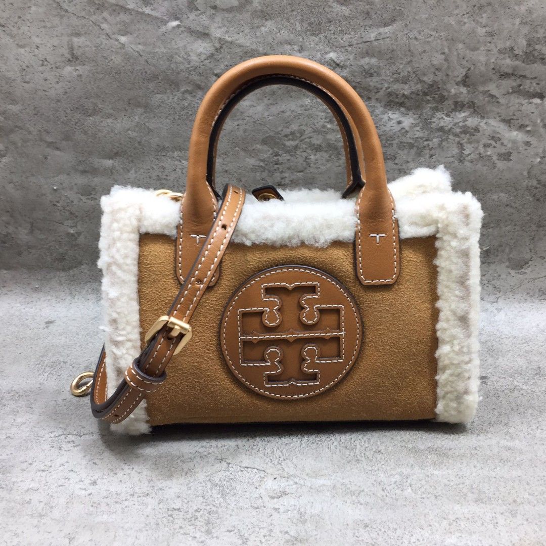 Tory burch ella store shearling micro tote bag