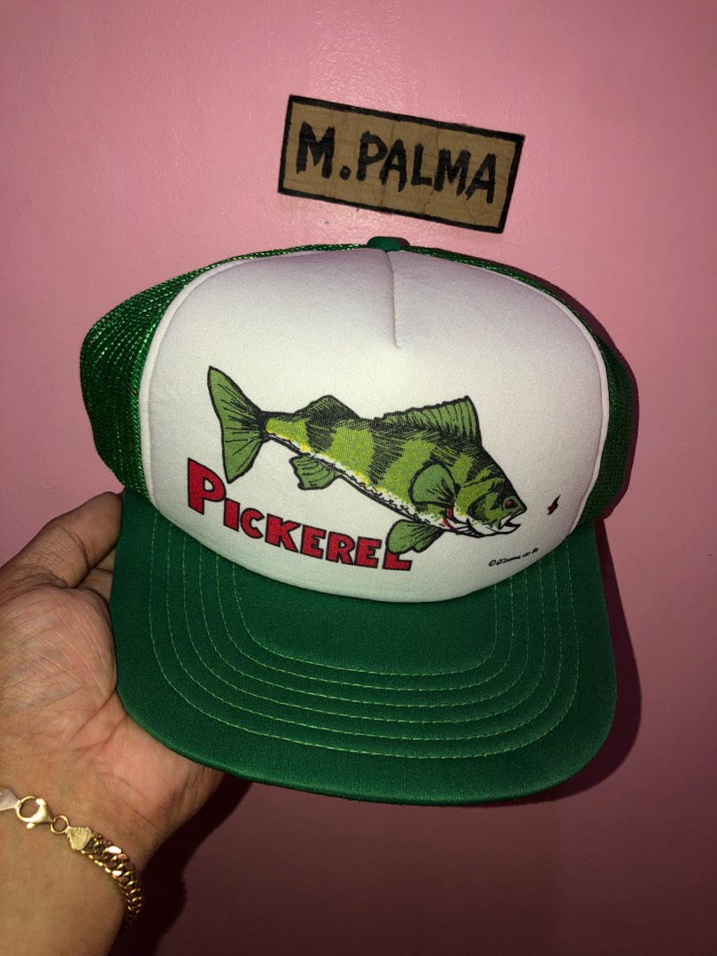 Vintage pickerel bass pro fishing cap trucker cap hat, Men's