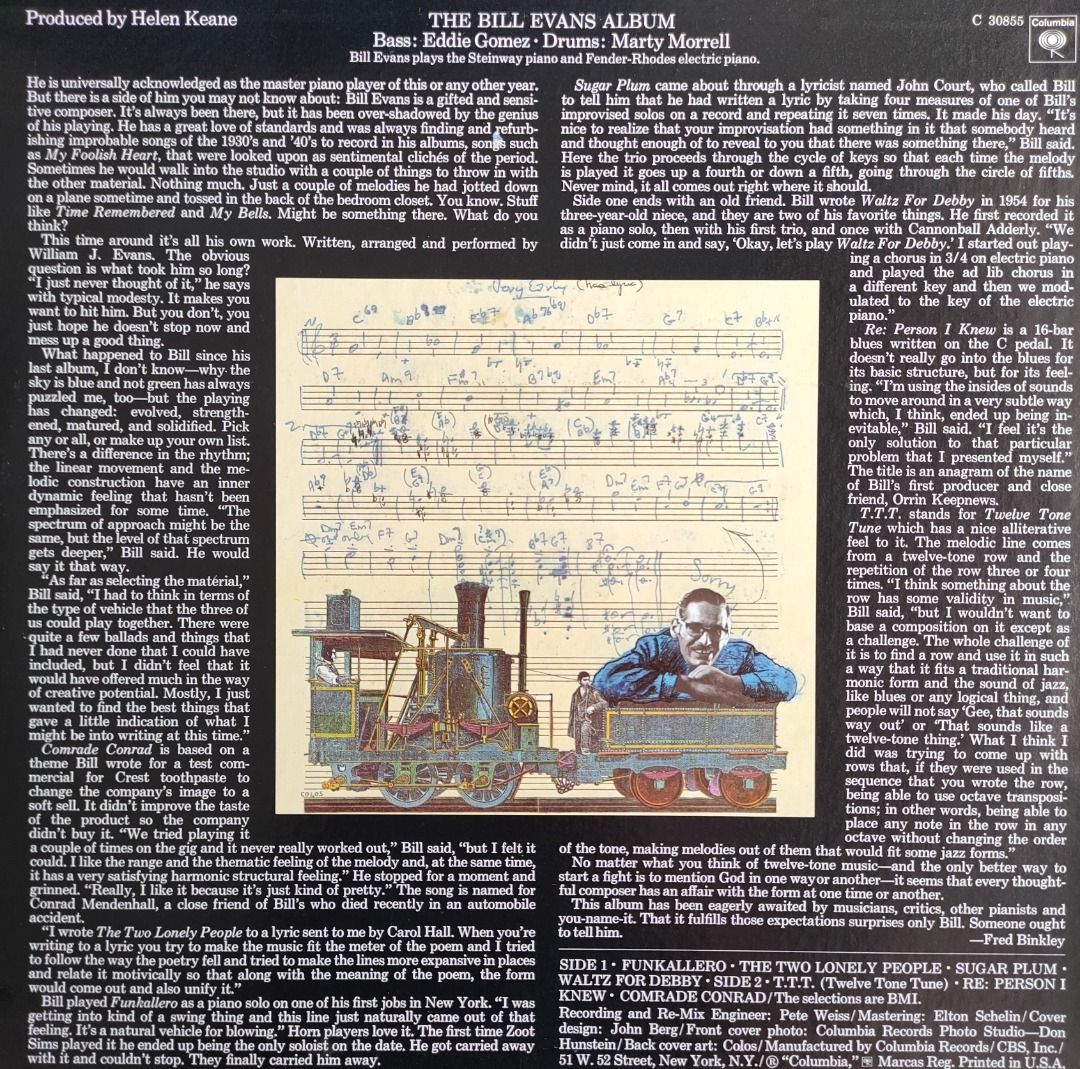 VINYL EARLIEST PRESS US 1971 BILL EVANS THE BILL EVANS ALBUM EDDIE GOMEZ MARTY MORRELL WALTZ FOR DEBBY THE TWO LONELY PEOPLE RE