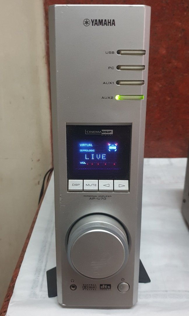 Yamaha Desktop Amplifier (Category: Soundbars, Speakers & Amplifiers) located in Manila. Submitted by zandre615 (Listing ID 1283654990, Image 1). Description: Yamaha desktop amplfier Model # AP-U70 With preset equlizer Usb in, pc in, aux 1, aux2, sub out Coax in, opt in, opt out Stereo speaker input 8ohms Ac 100v, 55w Add shipping.