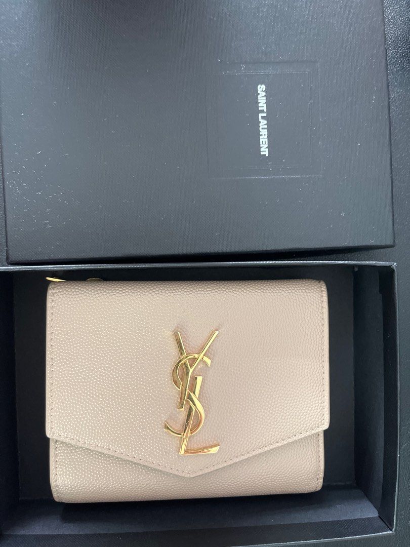 YSL Saint Laurent Uptown Compact Wallet in Grain de Poudre Embossed Leather