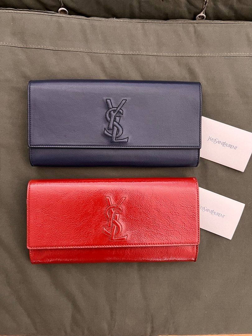 Ysl burgundy clutch sale