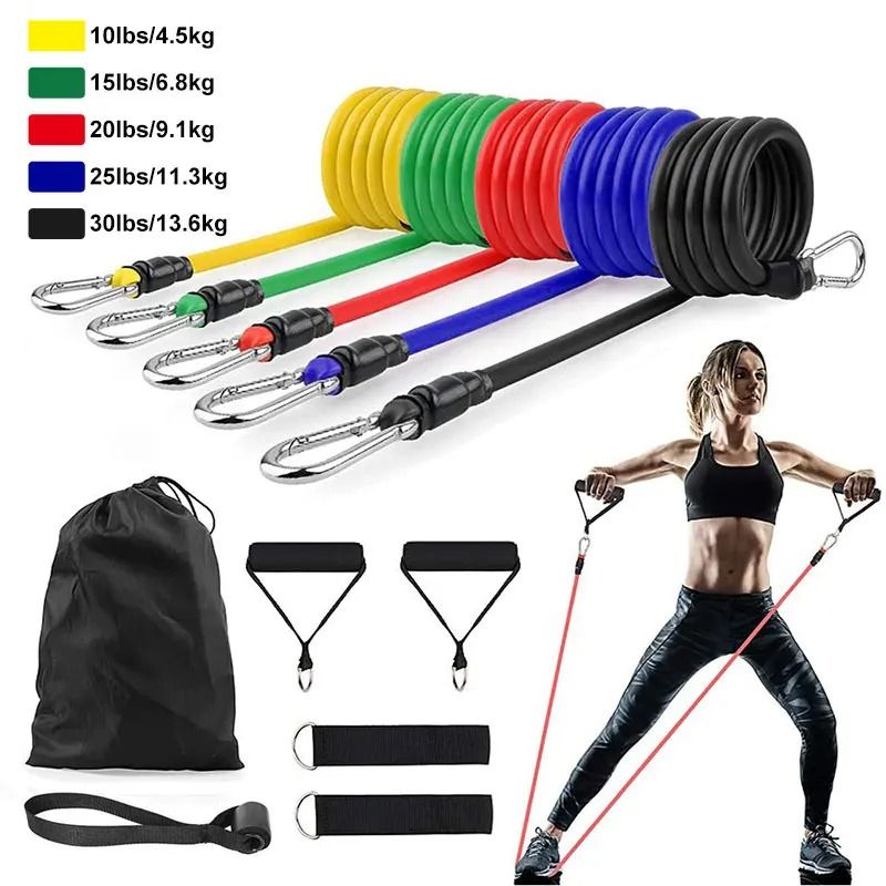 11Pcs/Set Latex Resistance Bands Crossfit Training Exercise Yoga Tubes Pull  Rope Rubber Expander Elastic Bands Fitness Equipment, 運動產品, 運動與健身, 運動與健身-  有氧健身器材- Carousell