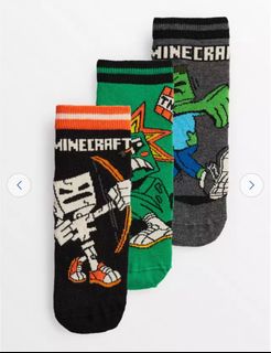 英國 代購 Minecraft 我的世界 數碼寶貝 兒童 短襪 3對裝629376387884831114